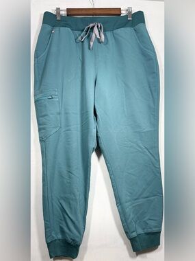 Figs Women’s High Waisted HW Zamora Teal/Green Cargo Jogger Scrubs Pants
